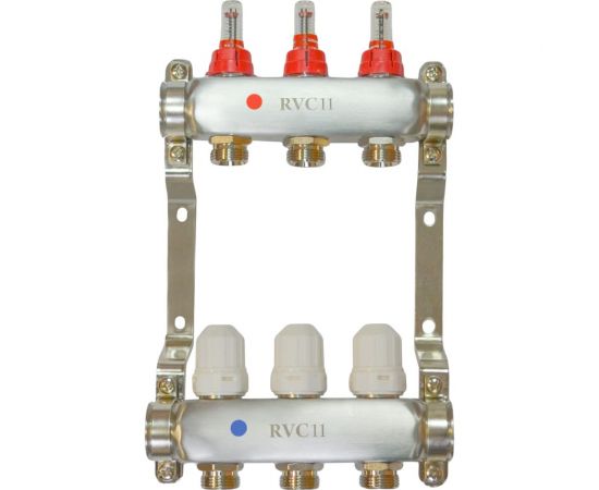 Коллекторный блок Rvc ТП нержавеющая сталь, 1 (DN25) 5x3/4 (евроконус), с расходомерами 09239 