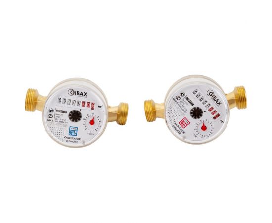 Комплект счетчиков для ХВС и ГВС GIBAX G-Water D15, полнопроходной, 1/2, 2 шт. WFWK2 