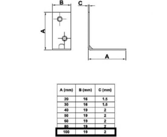 Крепежный уголок Amig 1-100 цинк, Ang., 1 шт. 393 – изображение 2