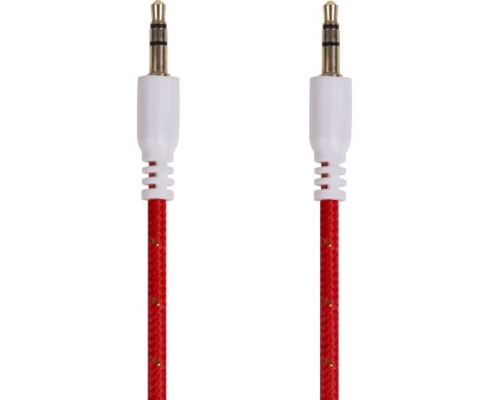 Кабель AUX аудио 3.5 мм REXANT в тканевой оплетке 1 м красный 18-4076 – изображение 2