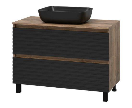 Напольная тумба Brevita Dakota -100 2 ящ. (дсп (дуб гал. черный кварц) DAK-07100-19/02-2Я – изображение 5