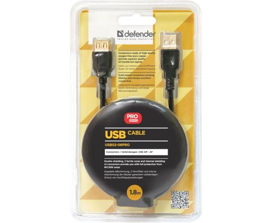 USB кабель Defender USB02-06PRO USB2.0 AM-AF, 1.8м 87429 – изображение 3
