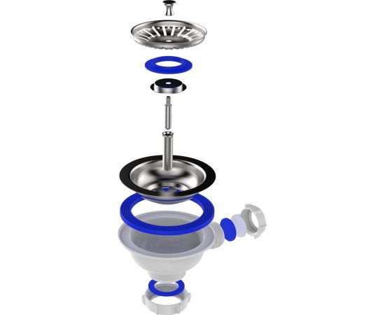 Выпуск Aquant 3 1/2" с металлической реш. с отводом под перелив NV250-40-MR – изображение 7