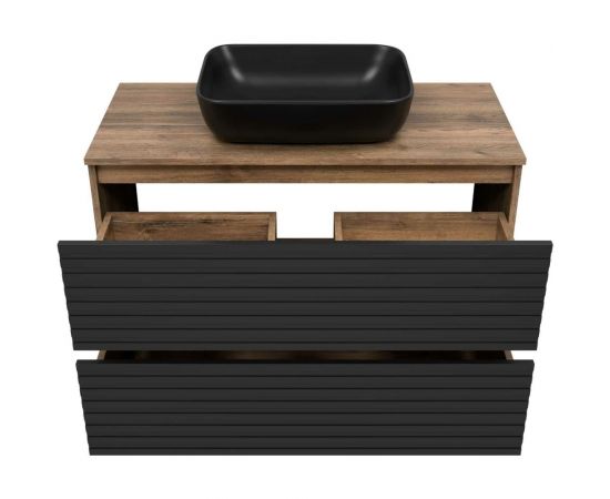 Напольная тумба Brevita Dakota -100 2 ящ. (дсп (дуб гал. черный кварц) DAK-07100-19/02-2Я – изображение 3