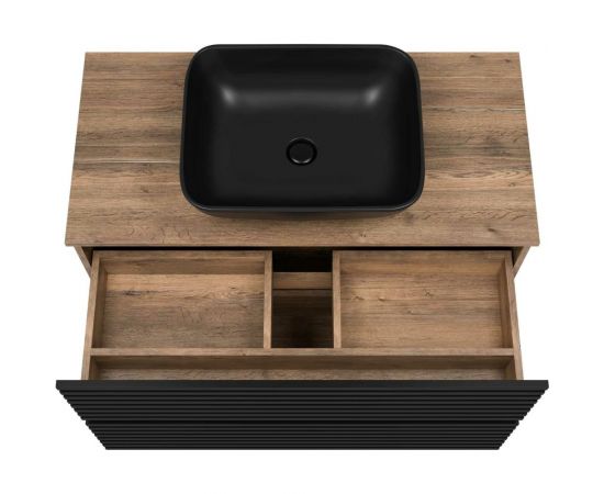 Напольная тумба Brevita Dakota -100 2 ящ. (дсп (дуб гал. черный кварц) DAK-07100-19/02-2Я – изображение 2