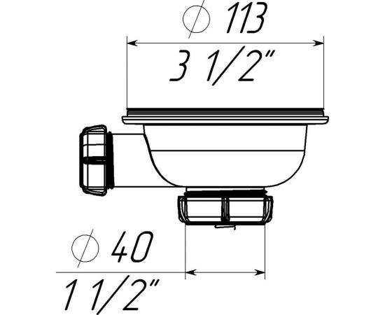 Выпуск Aquant 3 1/2" с металлической реш. с отводом под перелив NV250-40-MR – изображение 2