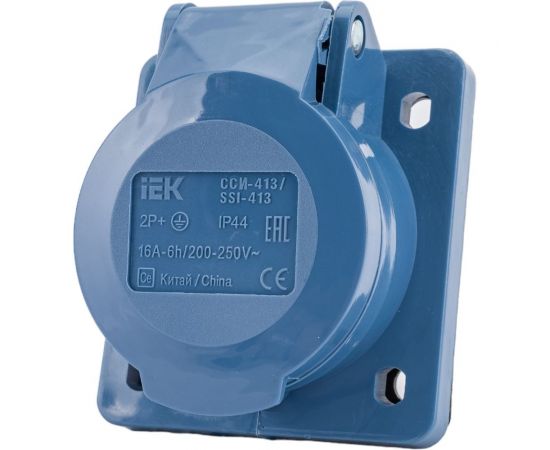 Кабельная розетка IEK, скрытая, 16А, 2Р+E, IР44, 250В, 413, ИЭК PSR41-016-3 