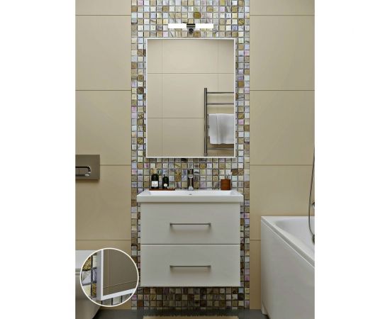 Зеркало в ванную комнату TODA ALMA прямоугольное, влагостойкое в раме, 60x43.5 см, цвет рамы - белый 600435WT 