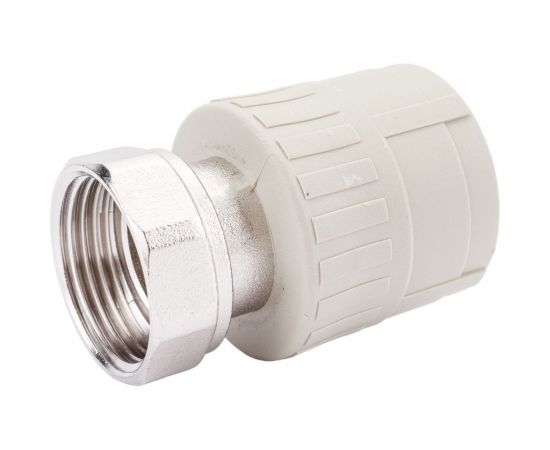 Муфта RTP с накидной гайкой на металлическом штуцере, внутренняя резьба, D32х1 мм, серая 15827 