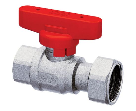 Шаровой кран FAR хром, 1/2ВР-3/4"" накидная гайка, бабочка, красный FS 3047 12RC 