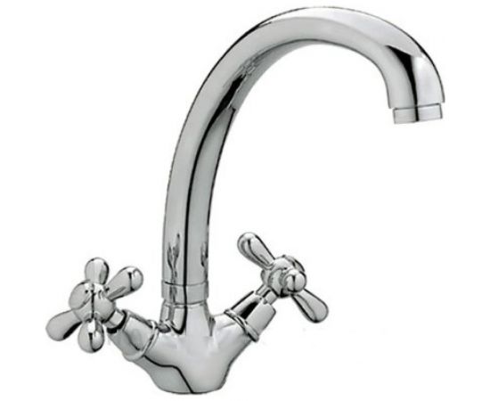 Смеситель для кухонной мойки Haiba латунь, с высоким поворотным изливом, хром HB4325 