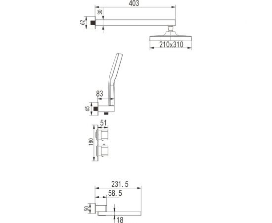 Встроенная душевая система Rose 3 в 1 с термостатом R1595F – изображение 2