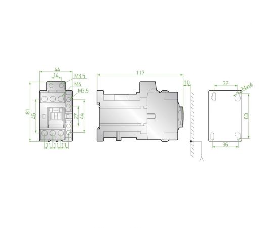 3-полюсный силовой контактор Sigma Elektrik 1NO+1NC - напряжение катушки: 24V DC SDM022024 – изображение 2