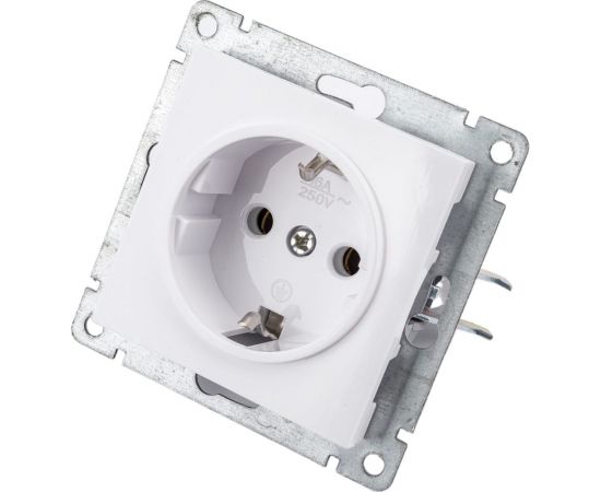 Одноместная розетка UNIVersal серия афина с/з, с/у, 16а, 220в, белая еврослот A0028 – изображение 2
