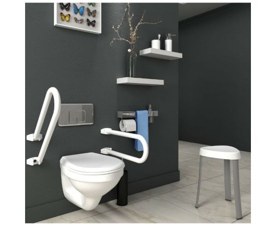 Стул для ванной PRIMANOVA 25x29x45 см, белый, с алюминиевыми ножками, нагрузка - 120 кг M-KV17-01 – изображение 3