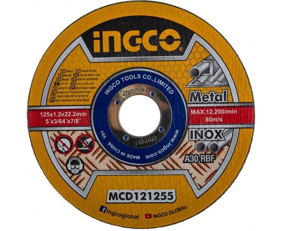 Диск отрезной набор (10 шт, 125 мм, 22.2 мм) в металлическом боксе INGCO MCD121255 – изображение 4
