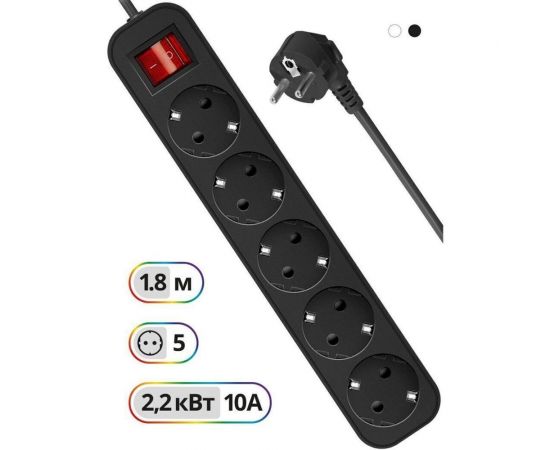 Удлинитель с заземлением DEFENDER G518 выключатель, 1.8 м, 5 розеток 99341 – изображение 7