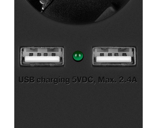 Фильтр SVEN SF-05LU 3.0 м (5 евро розеток, 2*USB(2.4А)) черный, цветная коробка SV-018849 – изображение 4