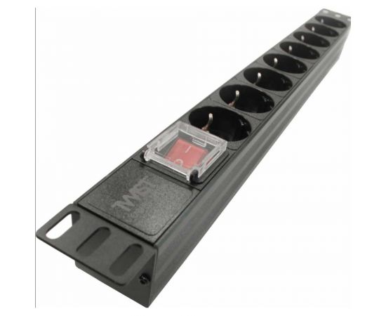 Блок электрических розеток TWIST на 8 гнезд CEE 7/4 Schuko 19 1U, 10 А, без шнура PDU-19-1U-8-TWCS 