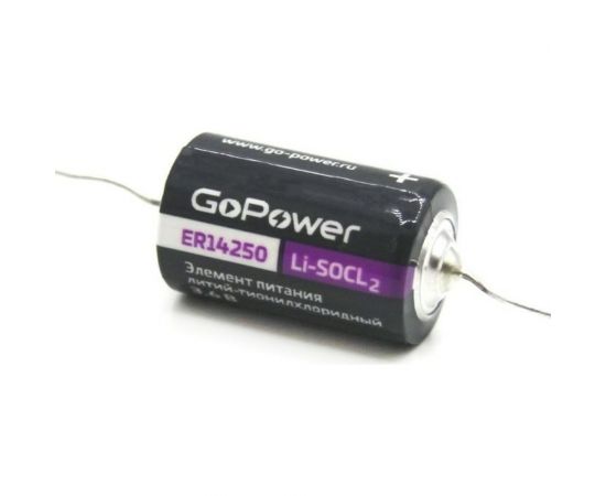 Батарейка GoPower 14250 1/2AA PC1 Li-SOCl2 3.6V с выводами (1/10/500) 00-00015330 