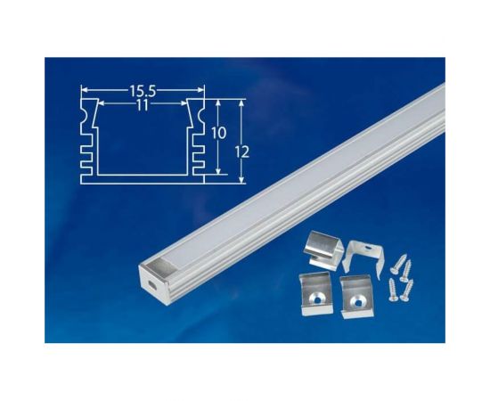 Накладной алюминиевый профиль Uniel с матовым рассеивателем, 200 см. 2 заглушки+4 крепежа в/к. UL-00005029 – изображение 2