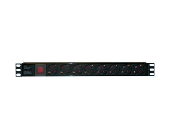 Блок электрических розеток TWIST на 8 гнезд CEE 7/4 Schuko 19 1U, 10 А, без шнура PDU-19-1U-8-TWCS – изображение 2