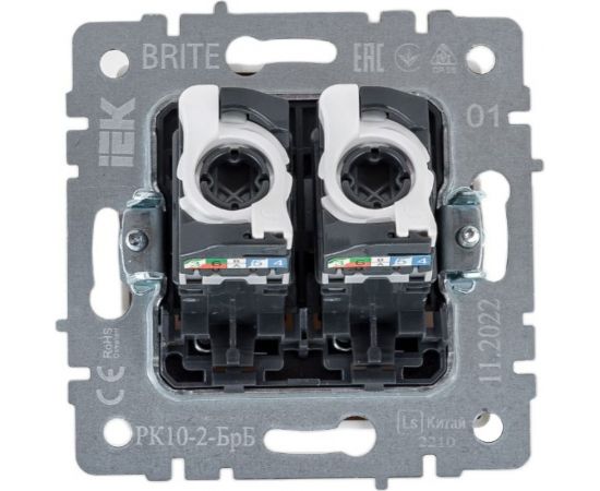 Двойная компьютерная розетка rj45 IEK Brite рк10-2-брб категория 5e, белый BR-K20-1-K01 – изображение 3