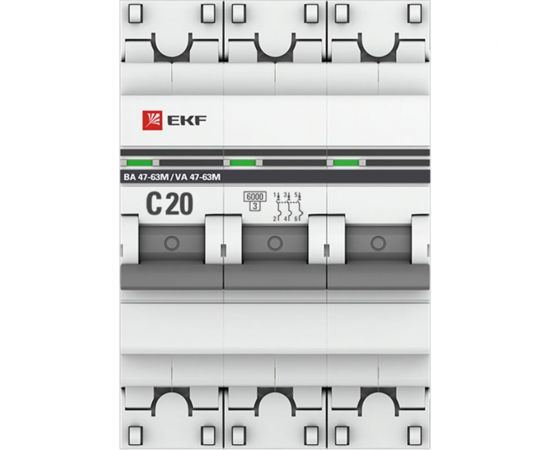 Автоматический выключатель EKF PROxima 3P 20А C 6кА ВА 47-63M с электромагнитным расцепителем mcb4763m-6-3-20C-pro – изображение 5