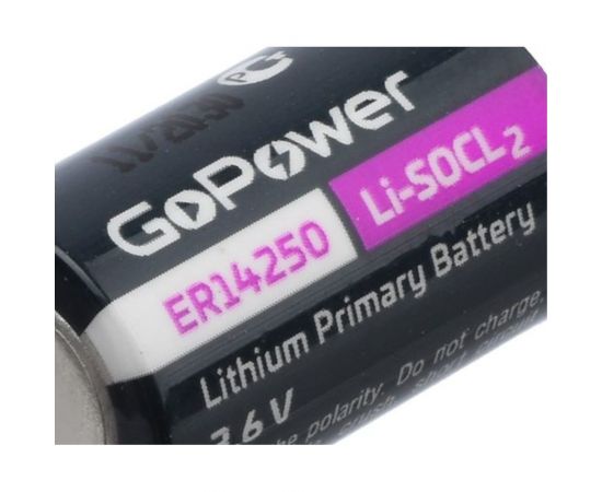 Батарейка GoPower 14250 1/2AA PC1 Li-SOCl2 3.6V с выводами (1/10/500) 00-00015330 – изображение 2