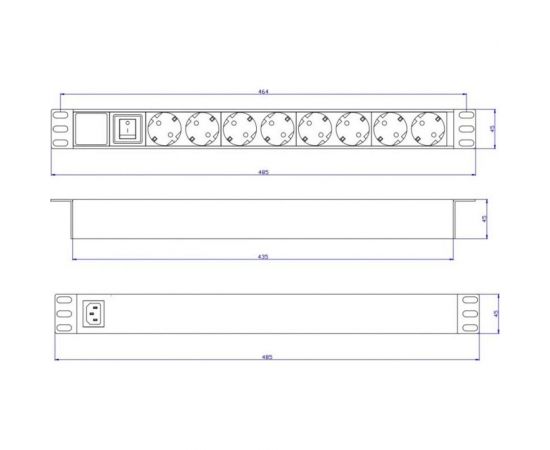 Блок электрических розеток TWIST на 8 гнезд CEE 7/4 Schuko 19 1U, 10 А, без шнура PDU-19-1U-8-TWCS – изображение 3