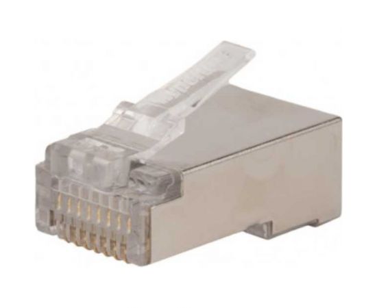 Разъем легкой оконцовки Hyperline RJ-45 8P8C под витую пару, категория 5e (50 µ""/ 50 микродюймов), экранированный, универсальный (для одножильного и многожильного кабеля) 100 шт. 403342 