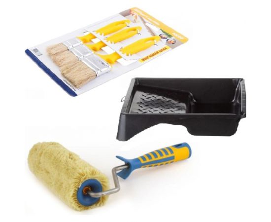 Набор малярный: валик полиакрил 240мм, кисти натуральная щетина 3шт, ванночка Мелодия цвета НАБ2 