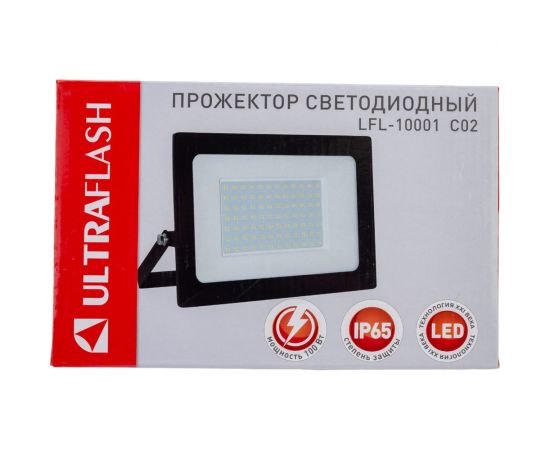 Светодиодный прожектор Ultraflash LFL-10001 C02 черный LED SMD, 100 Вт, 230В, 6500К 14285 – изображение 4
