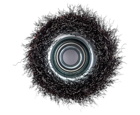 Щетка чашка (75 мм; М14Х2; латунированная витая проволока 0.3 мм) для УШМ HARDEN 611502 – изображение 2