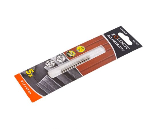 Сверло по металлу HSS-R (5 шт; 1.5х40 мм; цилиндрический хвостовик) ZOLDER 4241155 – изображение 4