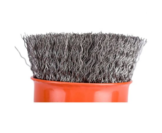 Щетка чашка (75 мм; М14Х2; латунированная витая проволока 0.3 мм) для УШМ HARDEN 611502 – изображение 3