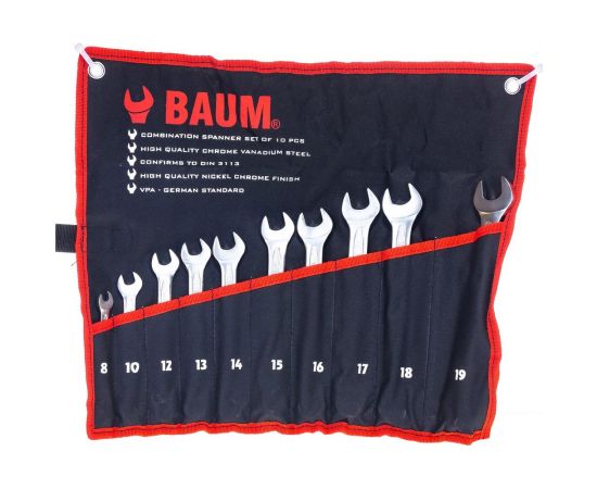 Набор комбинированных ключей BAUM 10 предметов, 8-19 мм 30-10M 