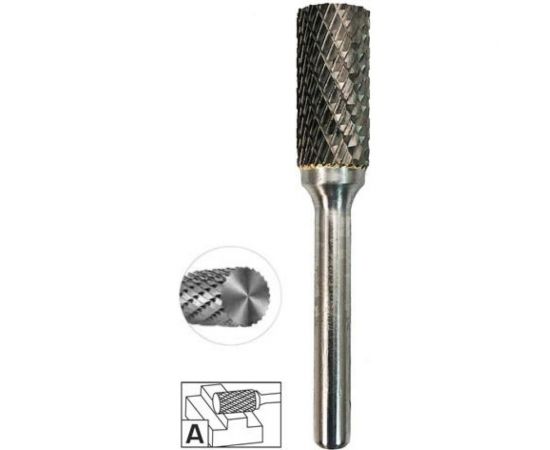 Бор-фреза твердосплавная №050 форма А, двойная заточка, 10х20х65 мм, хв-к 6 мм, пластиковый бокс Профоснастка 860161020650 – изображение 2