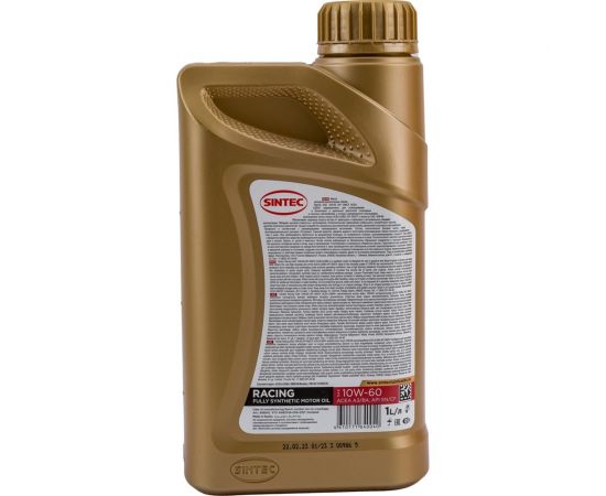Моторное масло для гоночных и спортивных автомобилей Sintec racing sae 10w-60, api sn/cf, acea a3/b4, синтетическое 1 л 999843 – изображение 2