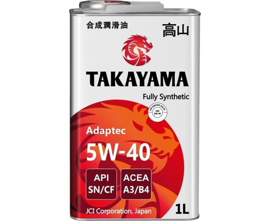 Моторное масло TAKAYAMA Adaptec SAE 5W40, API SN/CF, 1 л 605586 