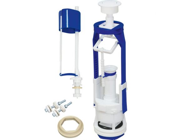 Кнопочная арматура с клапаном нижней подводки воды Хома Норкин белая кнопка 271245 