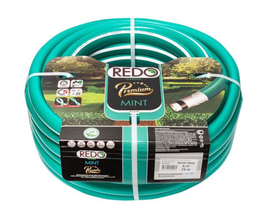Поливочный армированный шланг REDO Premium Mint пятислойный, 3/4"", 25 м 613425 