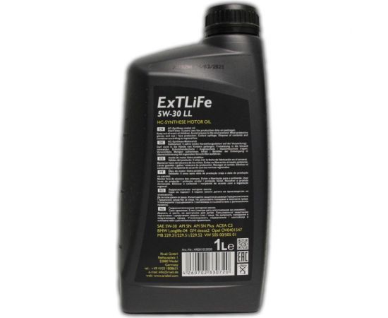 Моторное масло ARIAL ExTLiFe SAE 5W-30, LL, 1 л AR001053020 – изображение 2