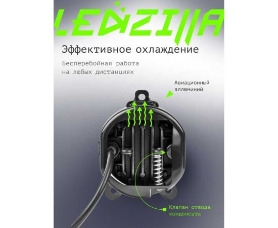 Противотуманные светодиодные автомобильные фары LEDZILLA Лада Приора, 50Вт 9-32В, противотуманки, дхо для авто, LED ПТФ, 2 шт 2170-50W – изображение 4