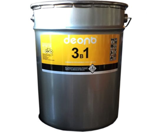 Грунт-эмаль ДЕОЛЬ 3 в 1 по ржавчине белый матовый 22 кг D3V1W22 