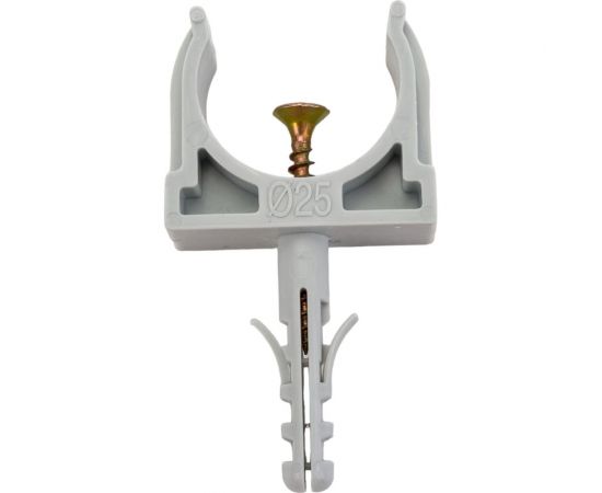 Крепеж-клипса с дюбелем и саморезом Промрукав серая, д25, 10 шт PR13.0309 