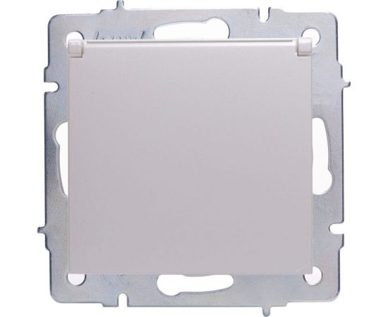 Розетка Lezard VESNA с заземлением, с крышкой, ПБТ, жемчужно-белый перламутр 742-3088-123B 