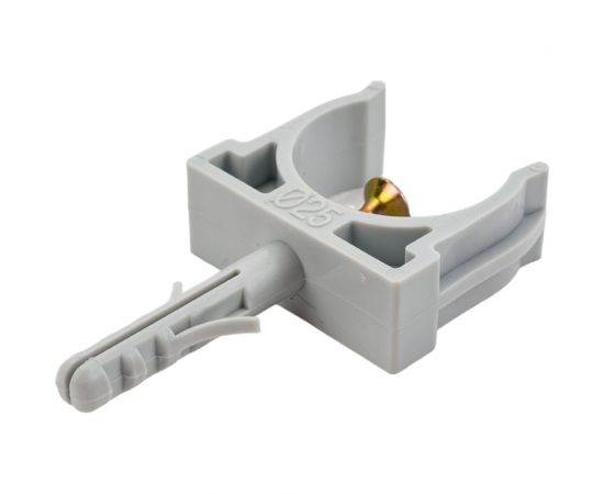 Крепеж-клипса с дюбелем и саморезом Промрукав серая, д25, 10 шт PR13.0309 – изображение 2