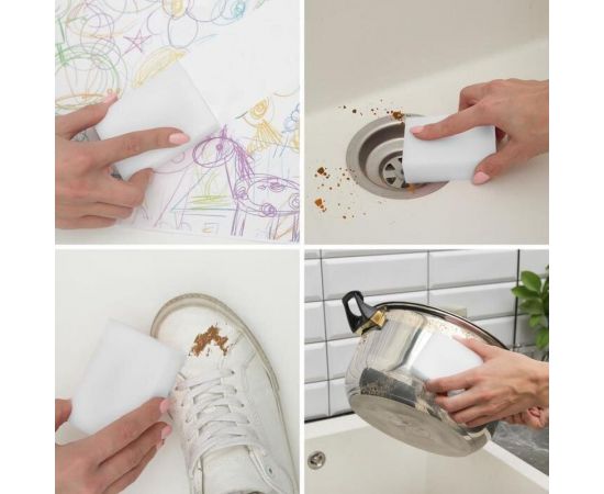 Меламиновая губка для удаления пятен Доляна набор 2 шт, 9х6х3 см 2390587 – изображение 4