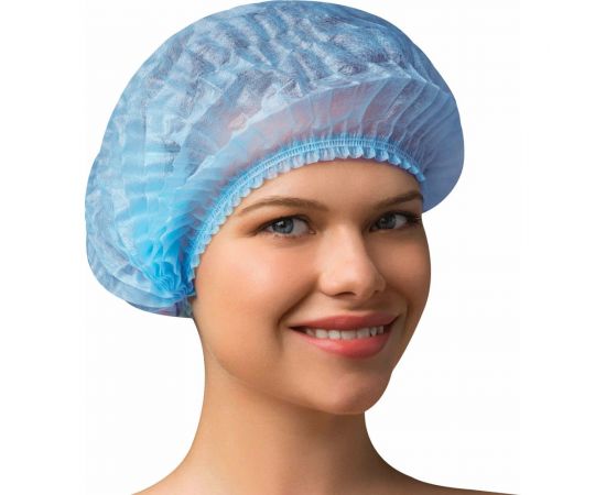 Шапочка ЧИСТОВЬЕ Шарлотта голубая, 50 шт, спанбонд, 15 г/м2 630232 – изображение 3